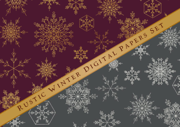 Enhance Your Winter Projects with Rustic Snowflake Digital Papers Set of 2