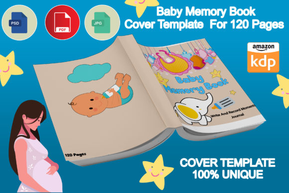 High-Quality Baby Memory Book Cover PSD for KDP